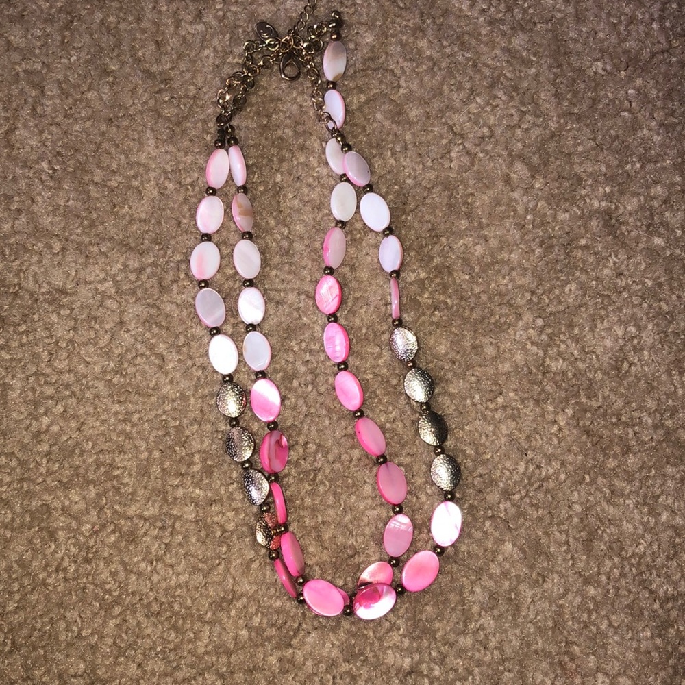 Long pink and gold necklace